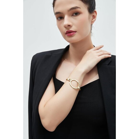 Gold Copper Cuff Bracelet Women Beaded Stackable Boho Jewelry Gift - Picture 7 of 8